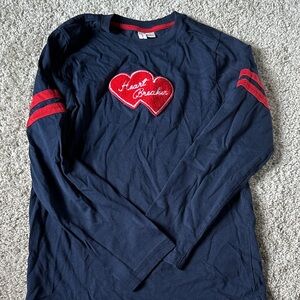 Janie and Jack Navy Long Sleeve Shirt with Red Heart Patch